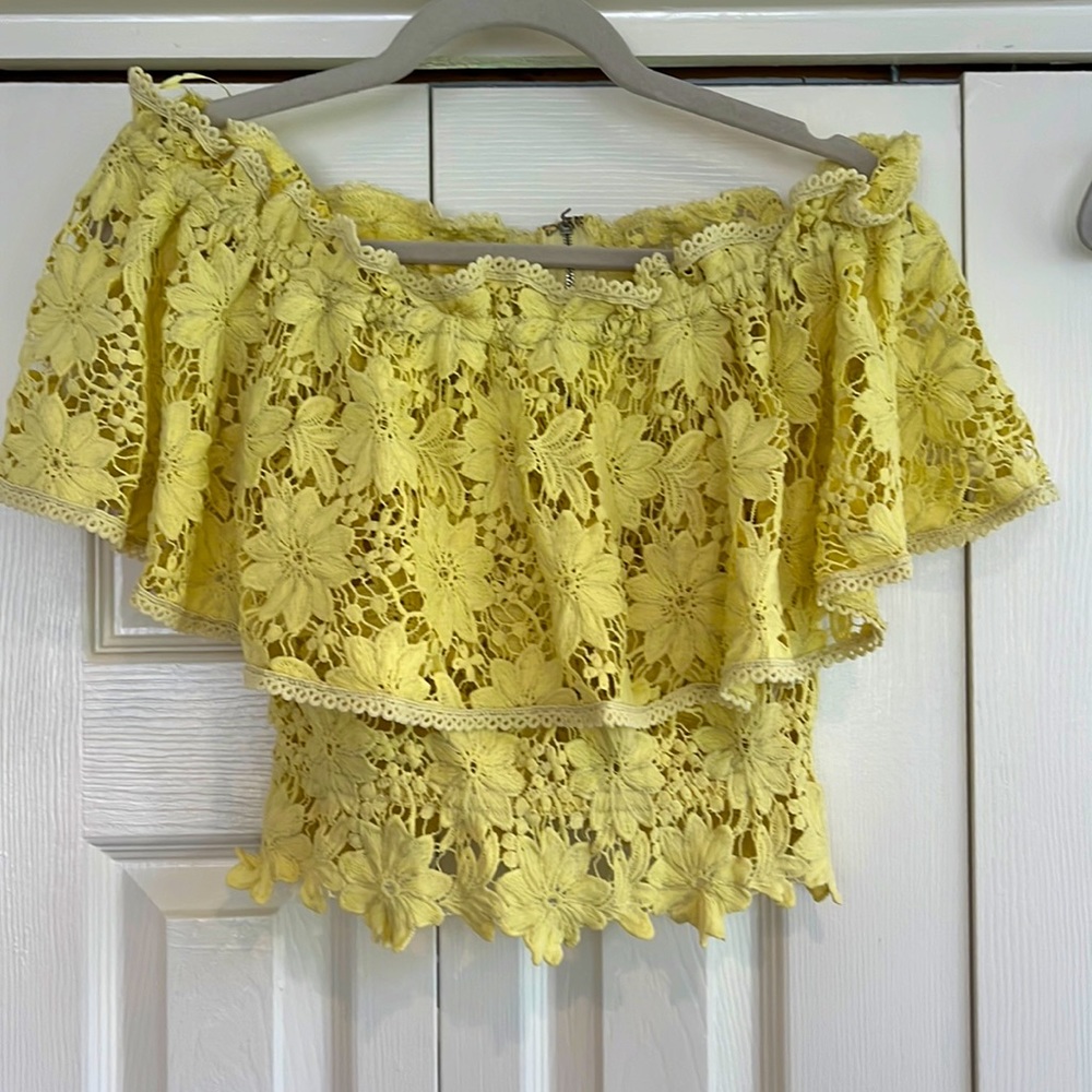 Buttercup Yellow off-shoulder Dressy Top